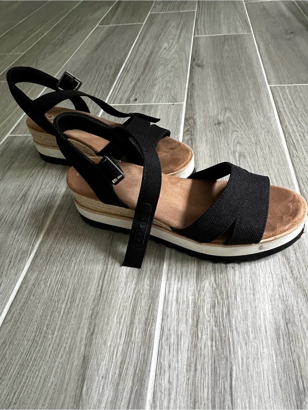 Tom’s Women's Black Platform Slingback Sandals